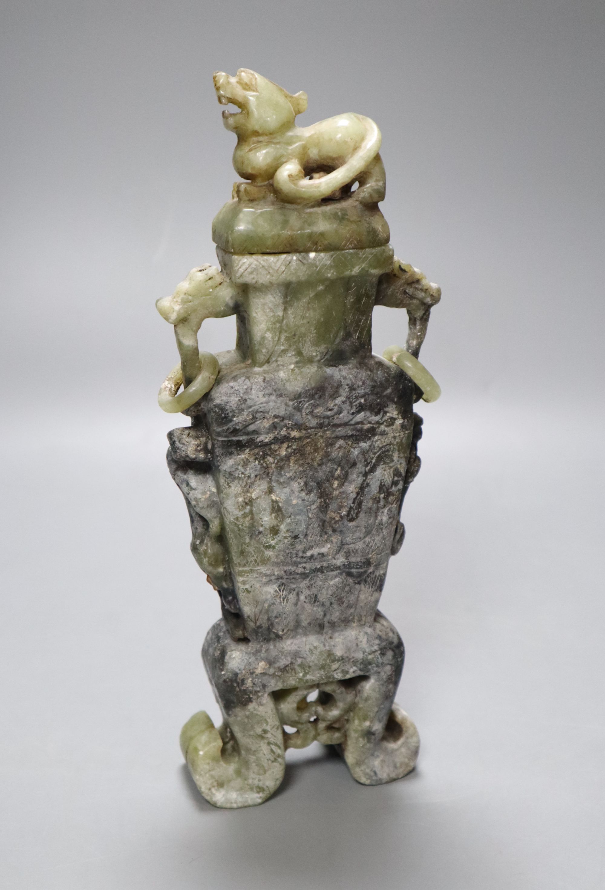 A Chinese hardstone vase and cover, height 26cm